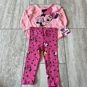 DisneyJuniorMinnie,24M,orange top& pink polka dots & minnie mouse, pants girls